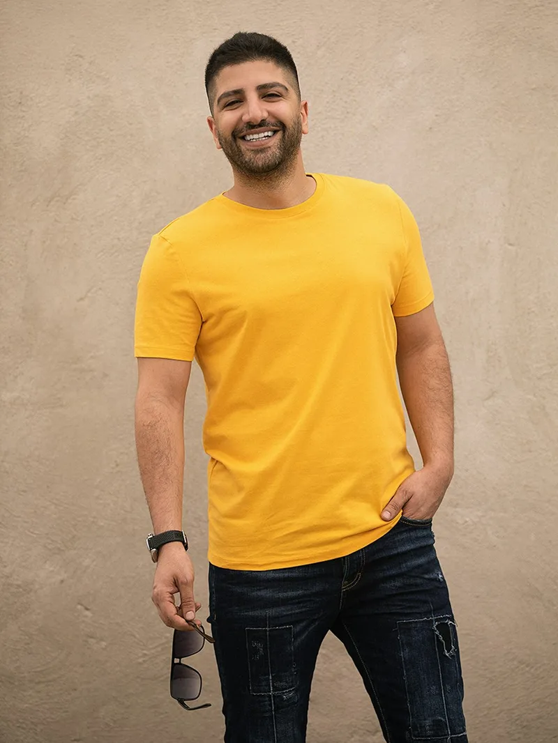 Alpha Mustard Crew Neck T-Shirt