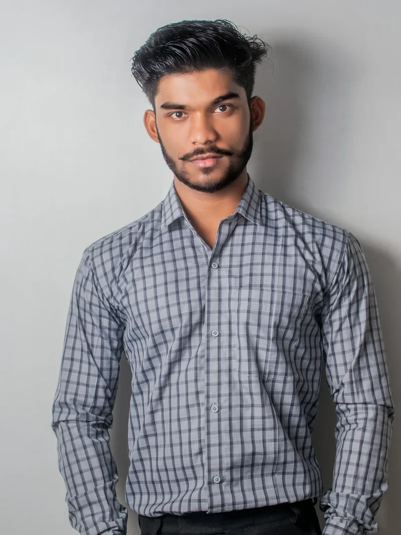 Alpha Grey Check Full Sleeve Shirt