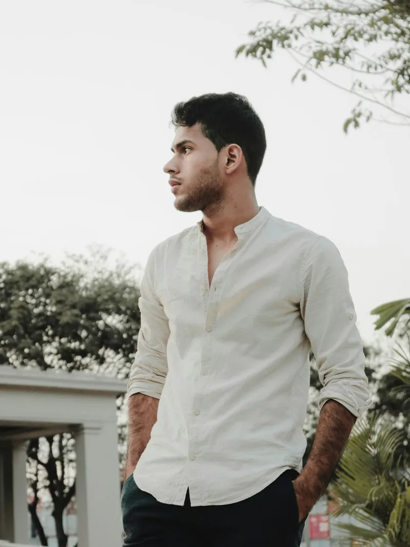 Alpha Linen Mandarin Collar Shirt
